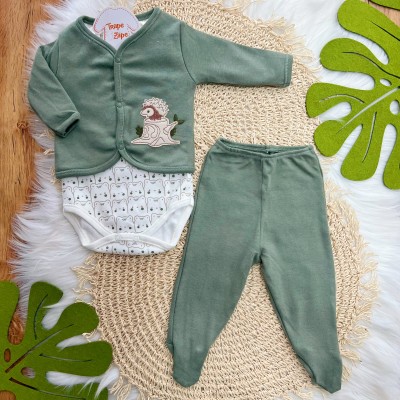 Conjunto de Malha 3 Peças - Porco Espinho - Verde